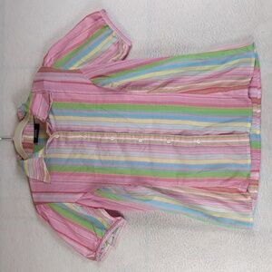 Allison Morgan Women's Pastel Striped Artsy Lightweight Button Down Shirt Size M